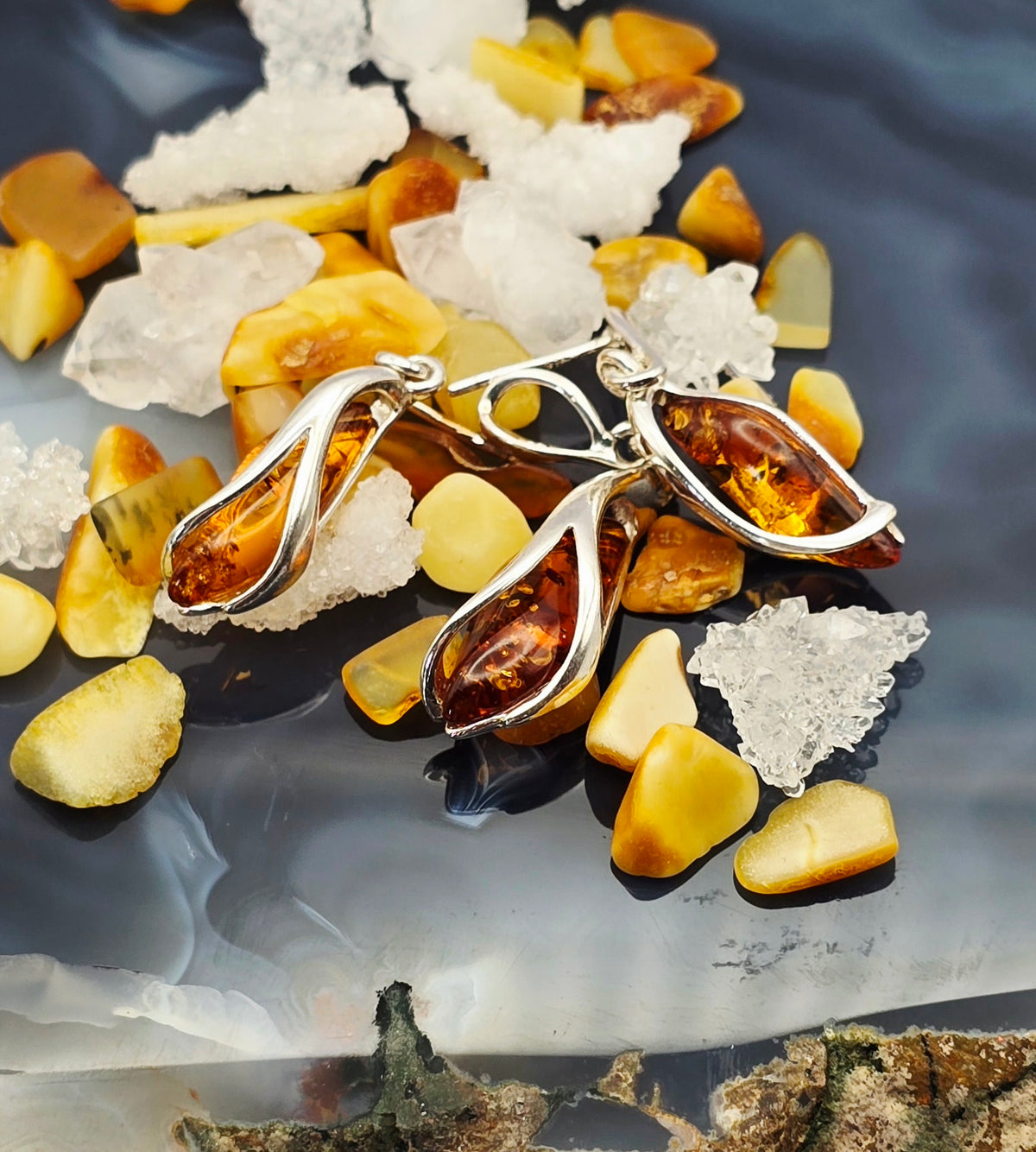 925 Silver & Baltic Amber - Earrings