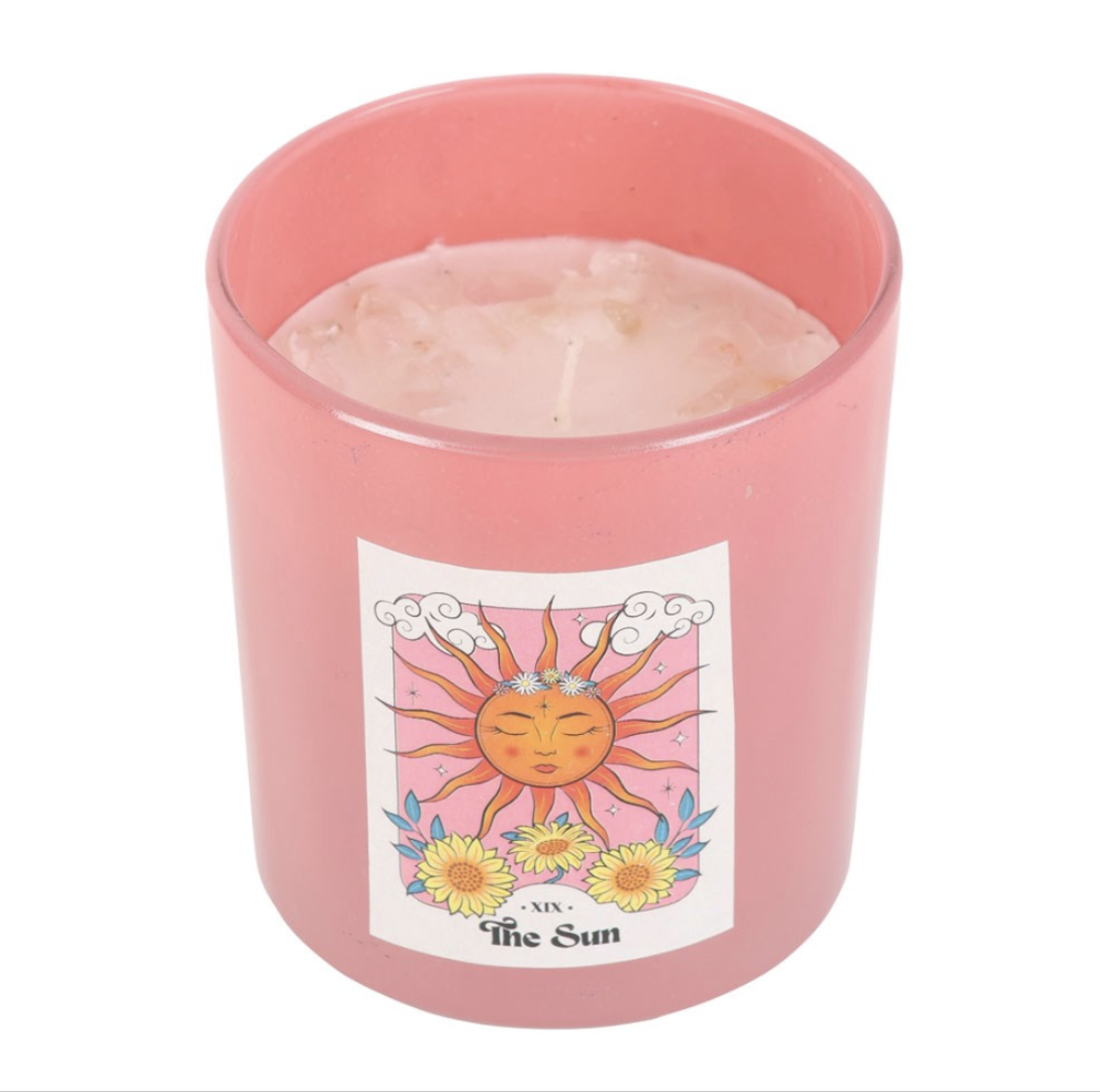 The Sun Tarot Crystal Candle
