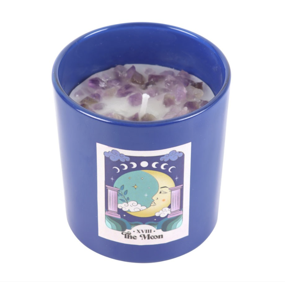 The Moon Tarot Crystal Candle