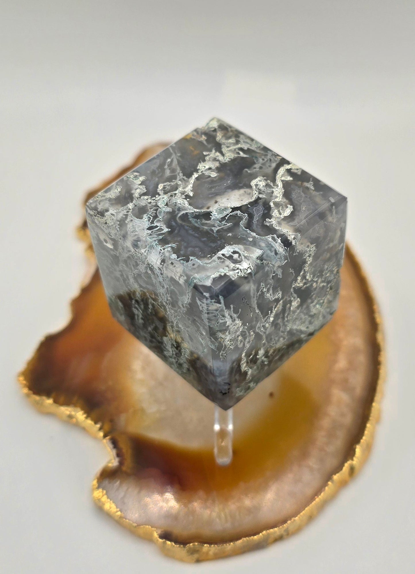 Moss Agate Cube