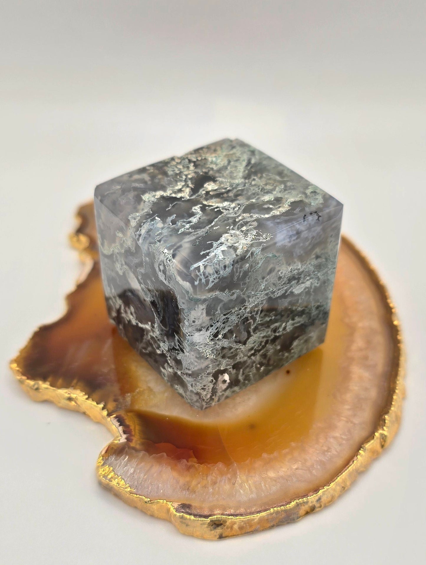 Moss Agate Cube