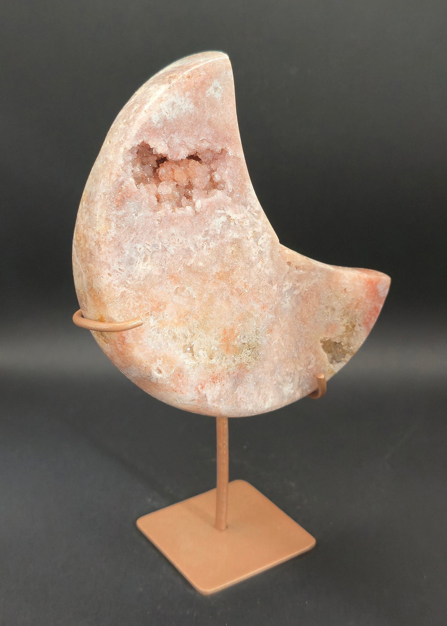 Pink Amethyst Moon on Stand