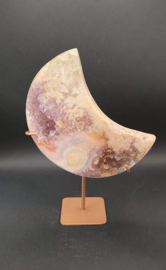 Pink Amethyst Moon on Stand