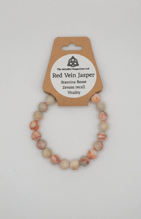 Red Vein Jasper 8mm Bracelet