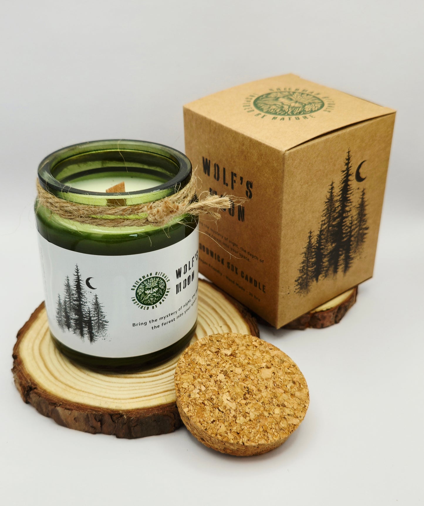 Green Man Wolf's Moon Soy Wax Candle