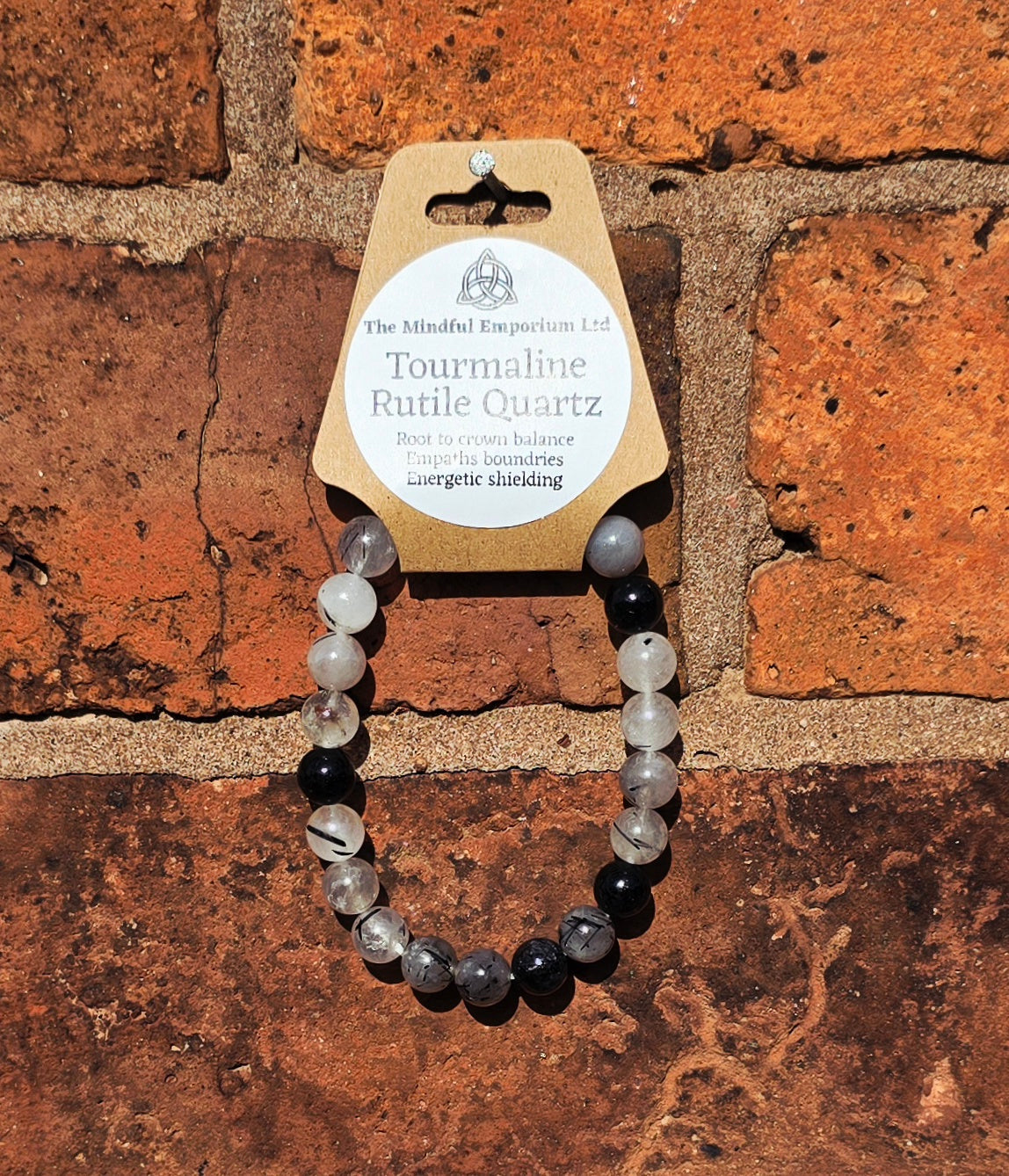 Tourmaline Rutile Quartz 8mm Crystal Bracelet