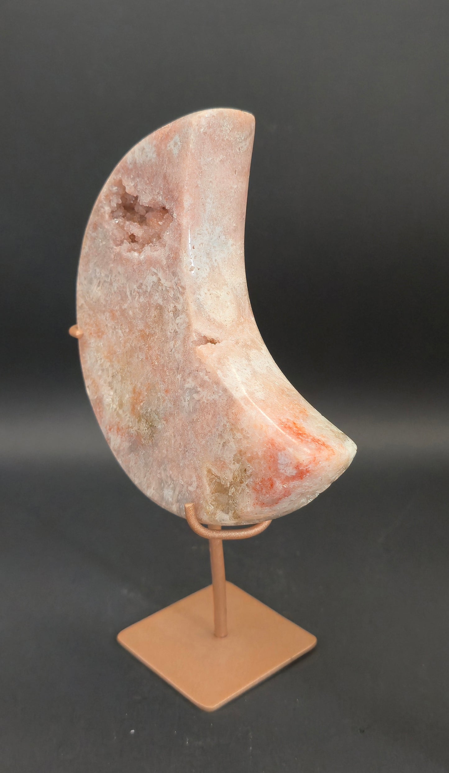 Pink Amethyst Moon on Stand