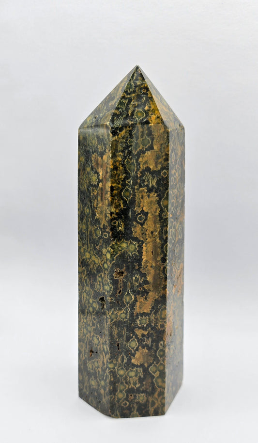 Large Orbicular Jasper & Quartz Tower