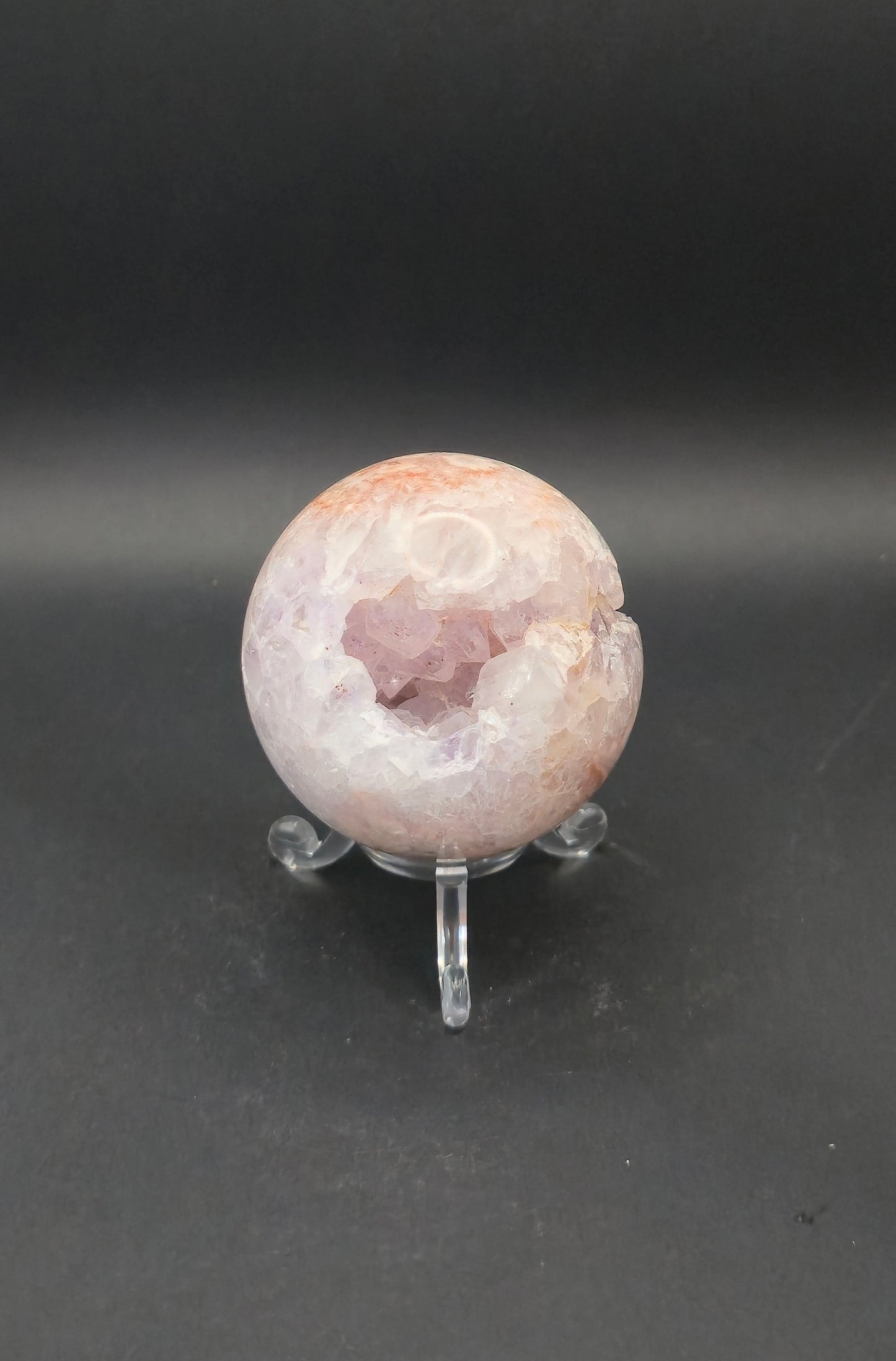 Pink Amethyst Sphere with Druzy Pocket