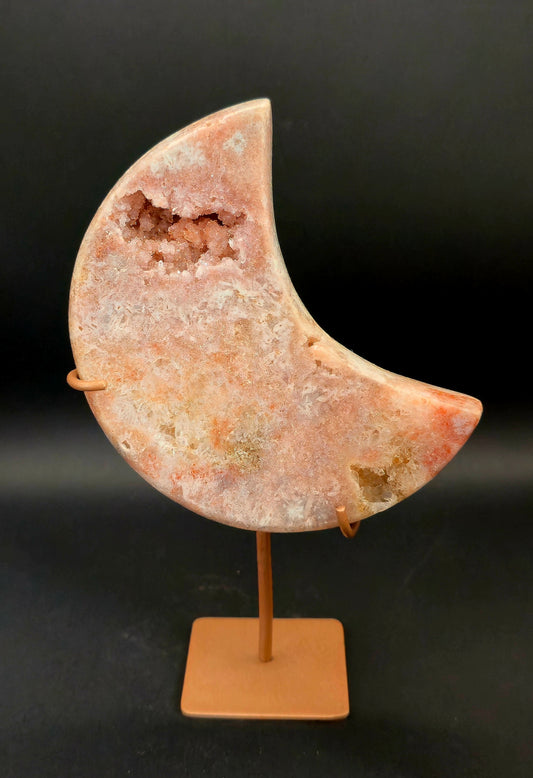 Pink Amethyst Moon on Stand