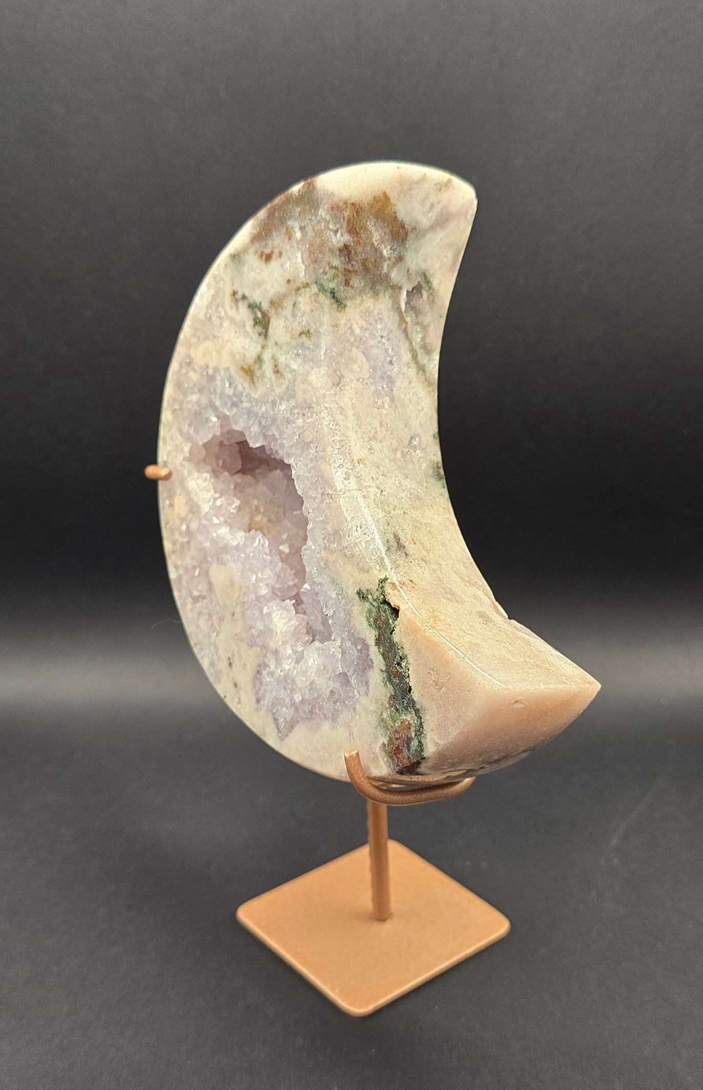 Pink Amethyst Moon on Stand