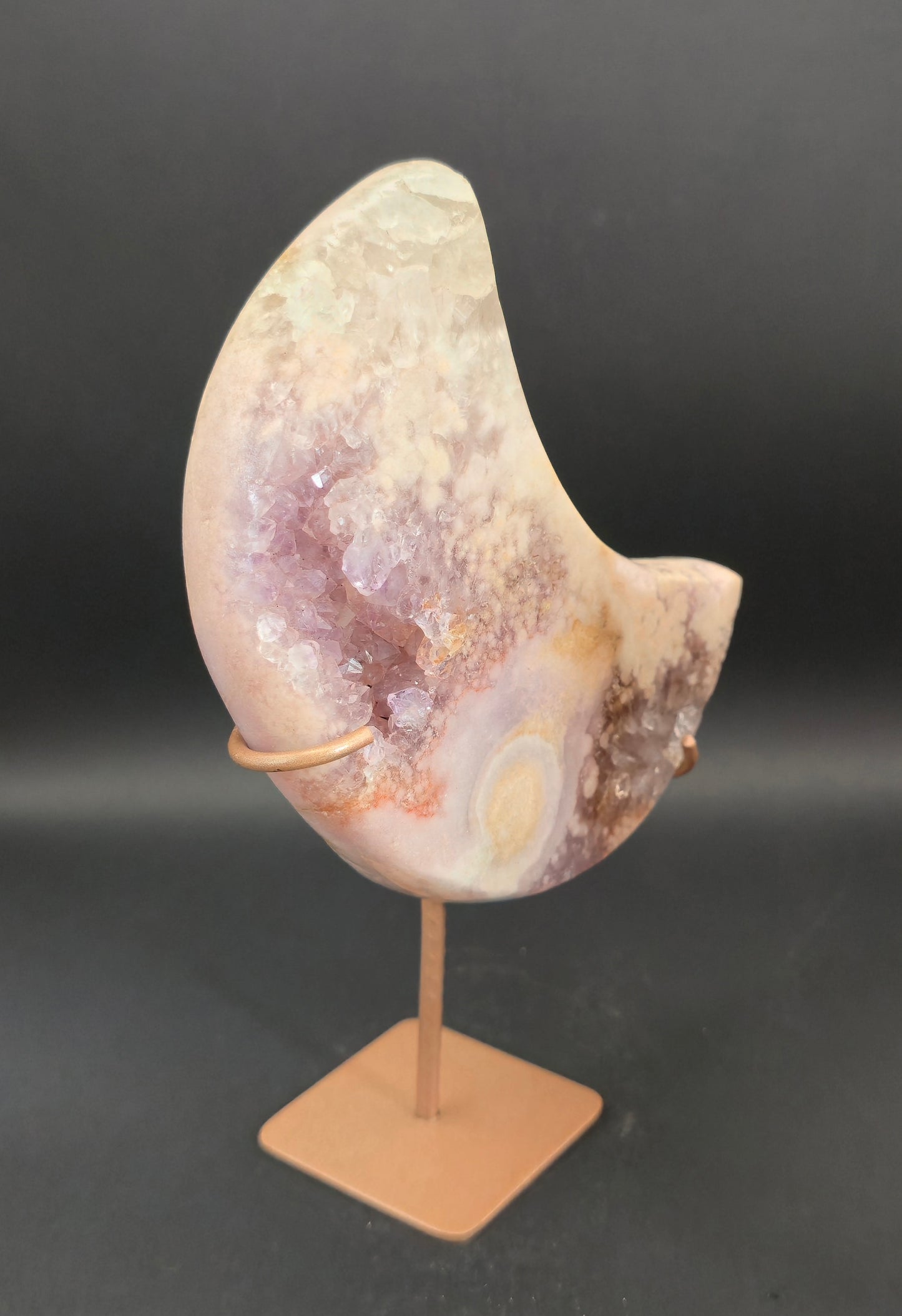 Pink Amethyst Moon on Stand