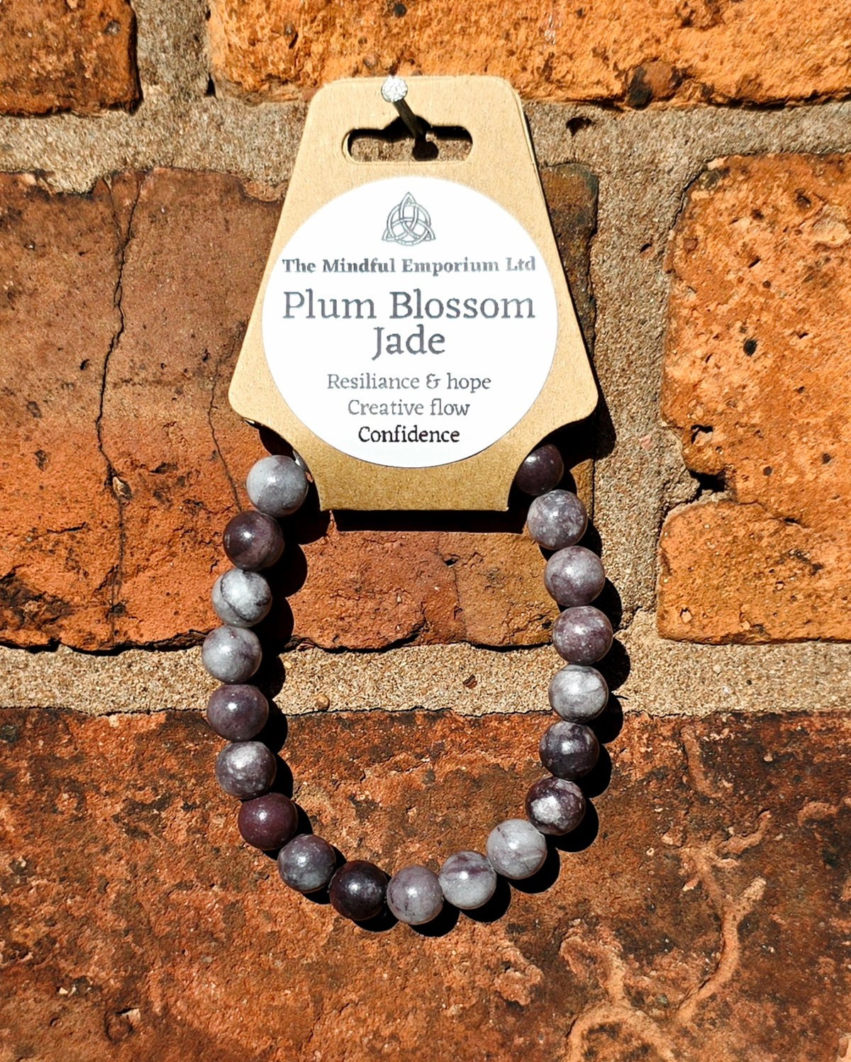 Plum Blossom Jade 8mm Crystal Bracelet