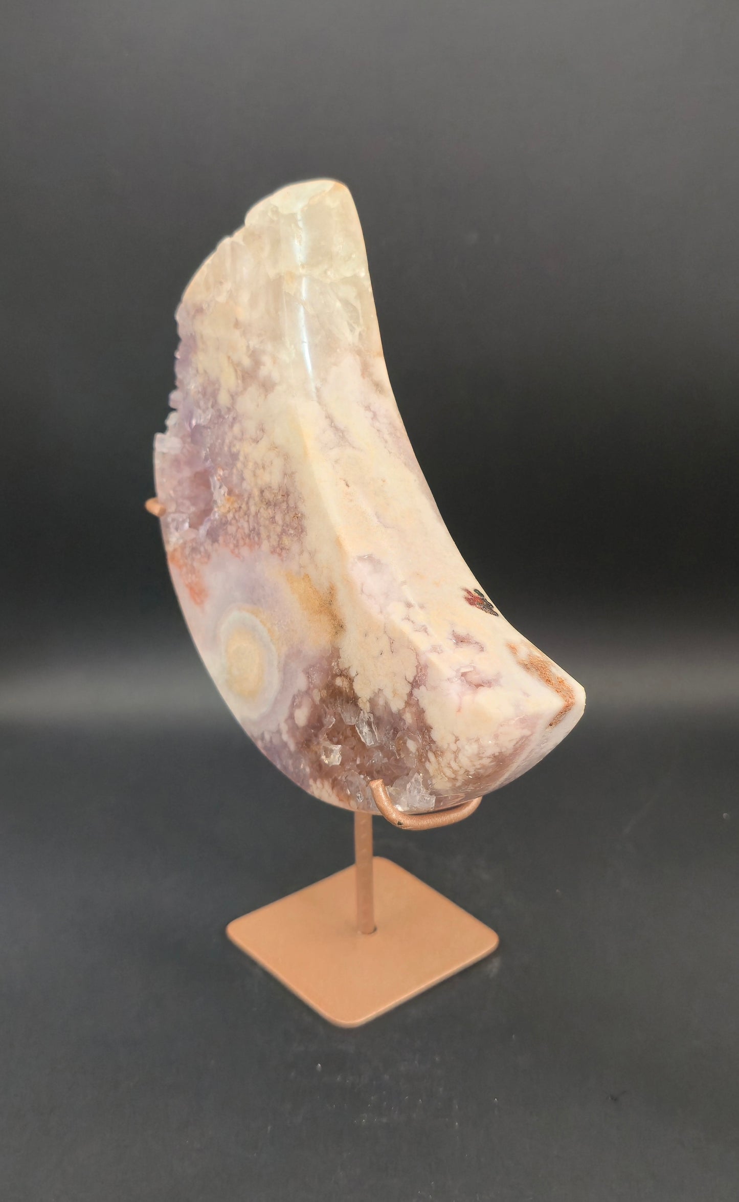 Pink Amethyst Moon on Stand