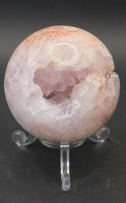 Pink Amethyst Sphere with Druzy Pocket
