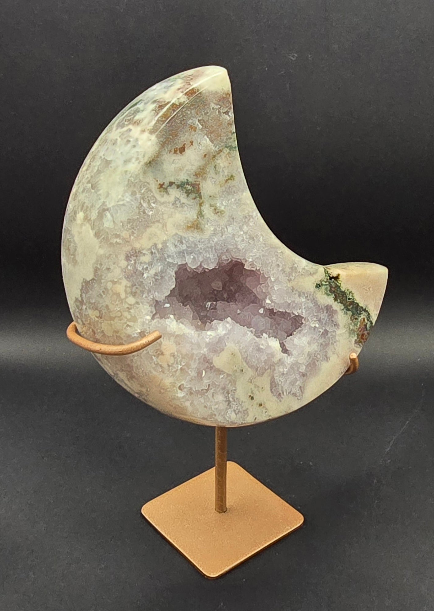 Pink Amethyst Moon on Stand