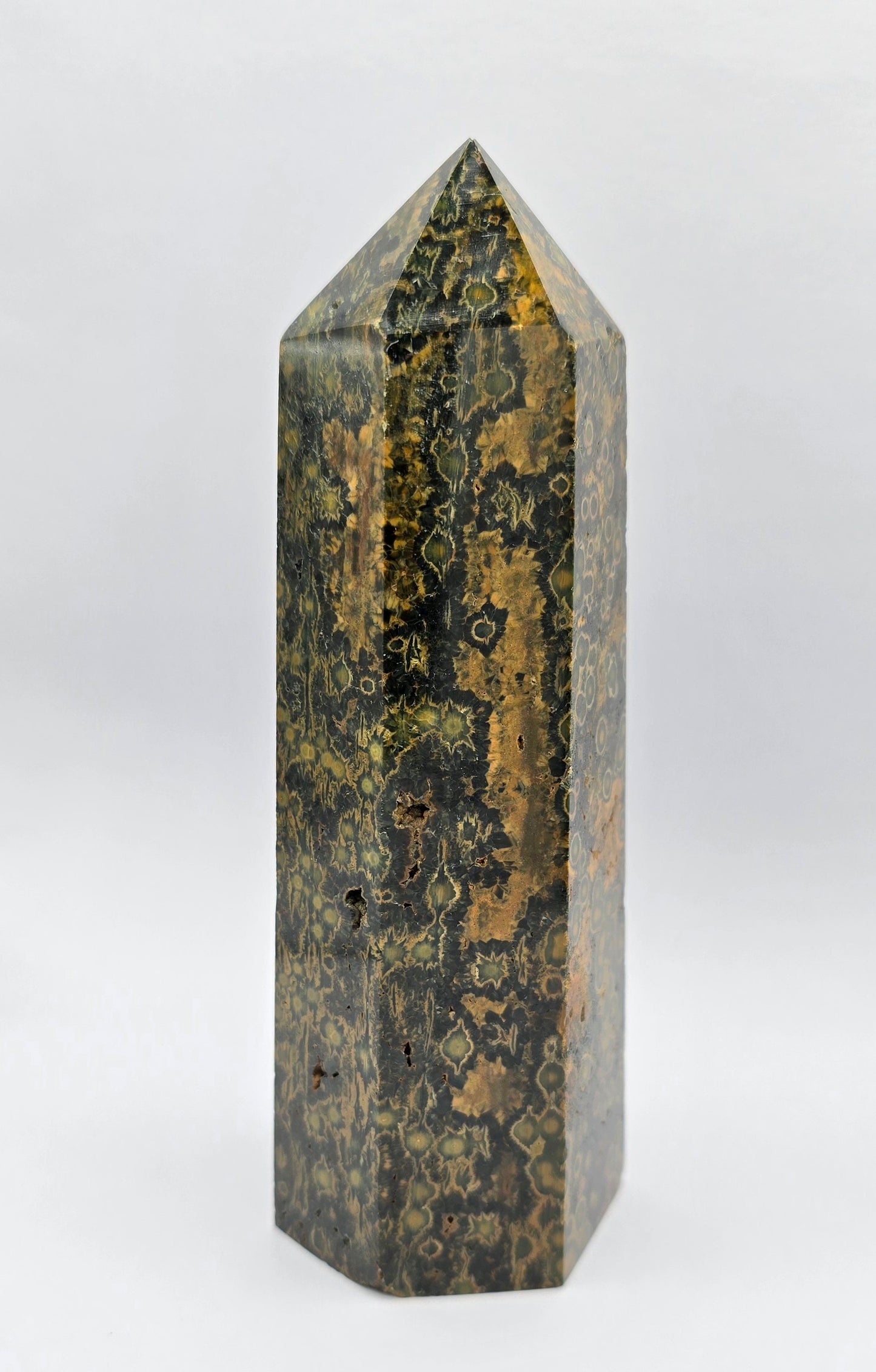 Large Orbicular Jasper & Quartz Tower