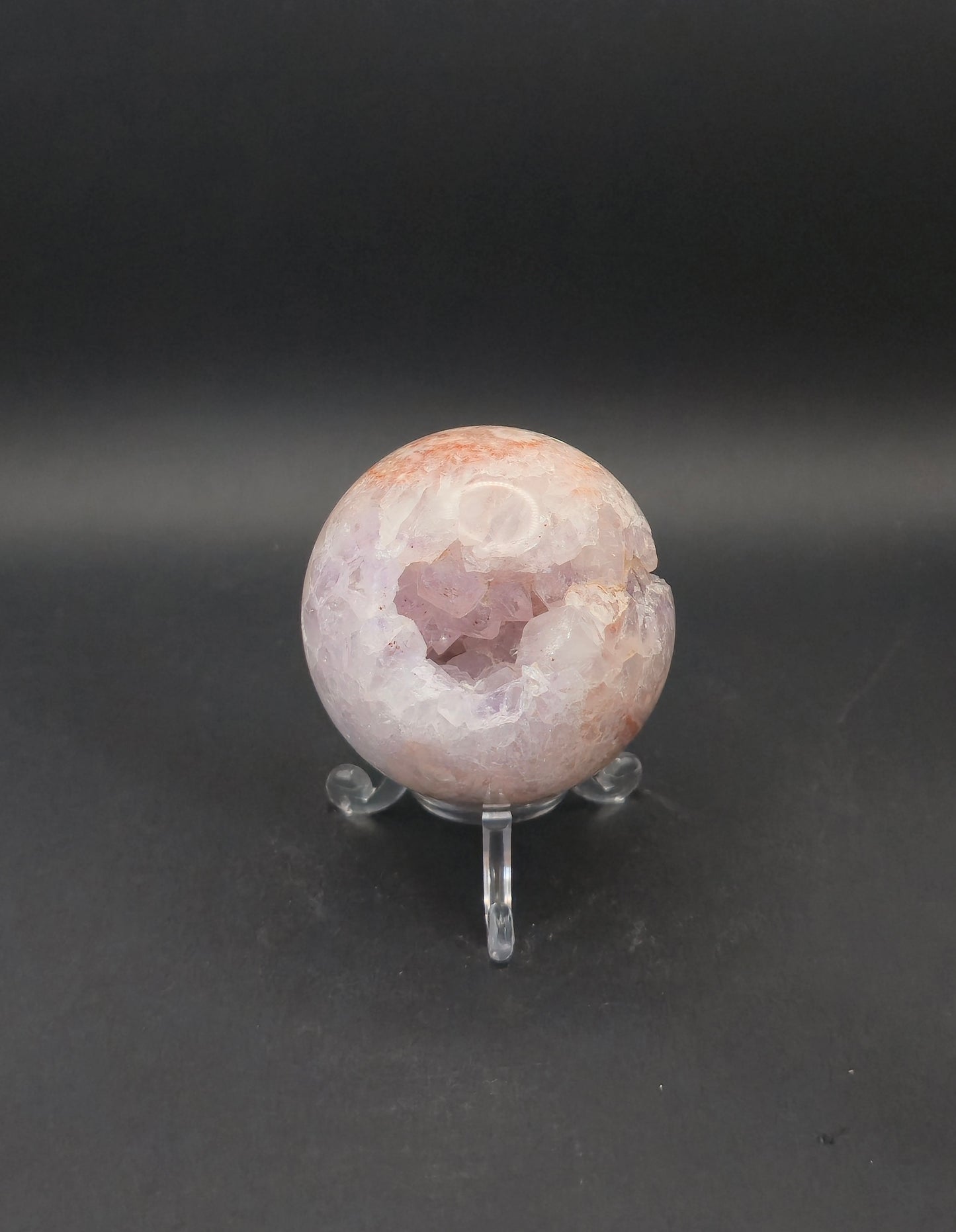 Pink Amethyst Sphere with Druzy Pocket