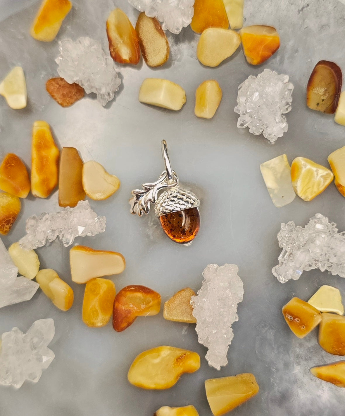 925 Silver & Baltic Amber - Acorn Pendant