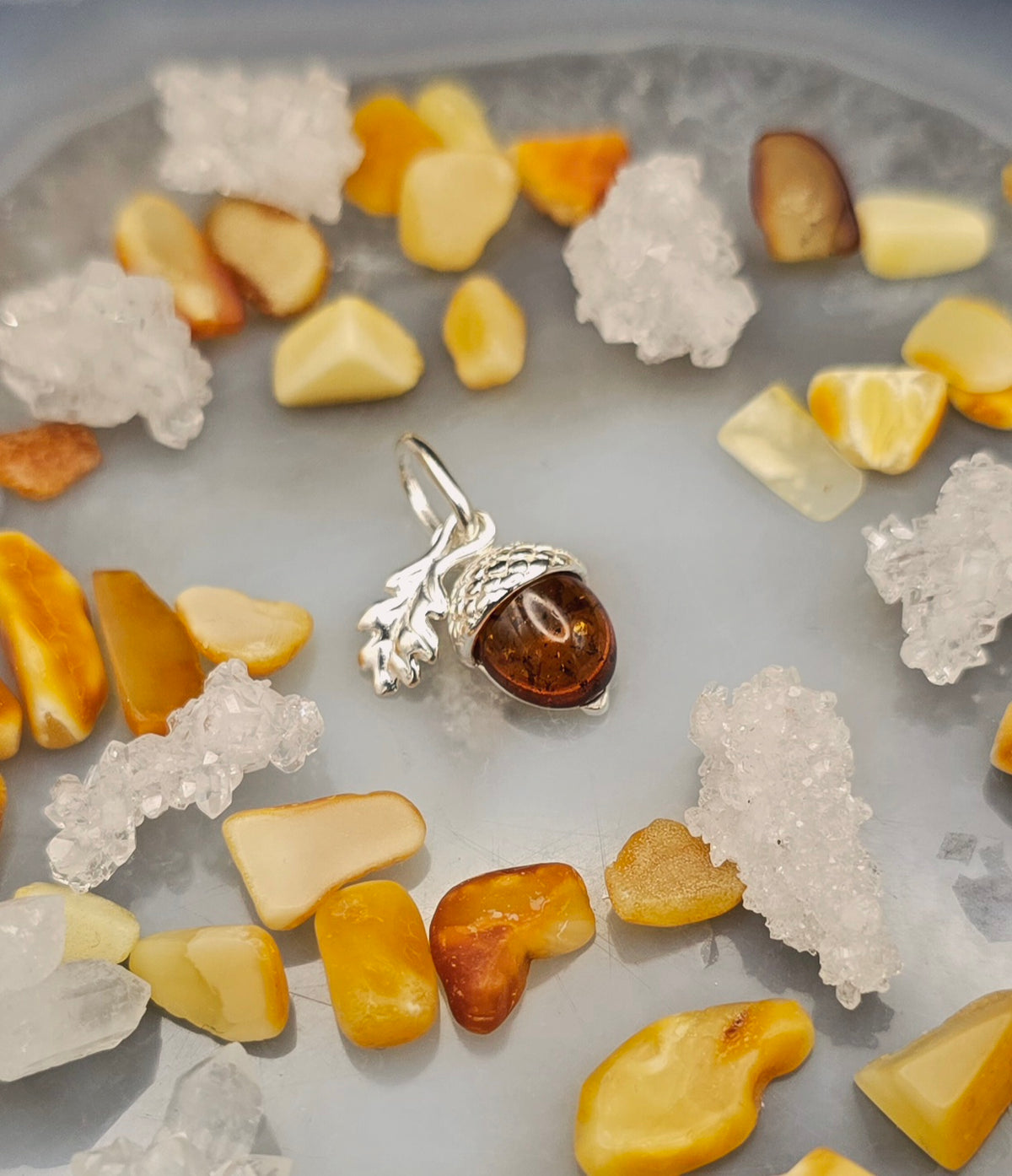 925 Silver & Baltic Amber - Acorn Pendant
