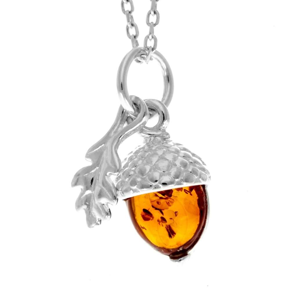925 Silver & Baltic Amber - Acorn Pendant