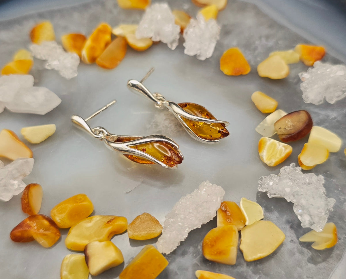 925 Silver & Baltic Amber - Earrings