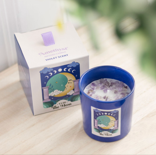 The Moon Tarot Crystal Candle
