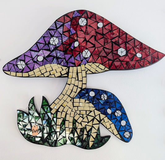 Mushroom Mosaic Glass Wall Hanging