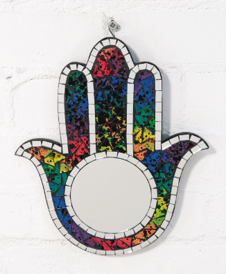 Hamsa Mosaic Hand Mirror - Fair Trade