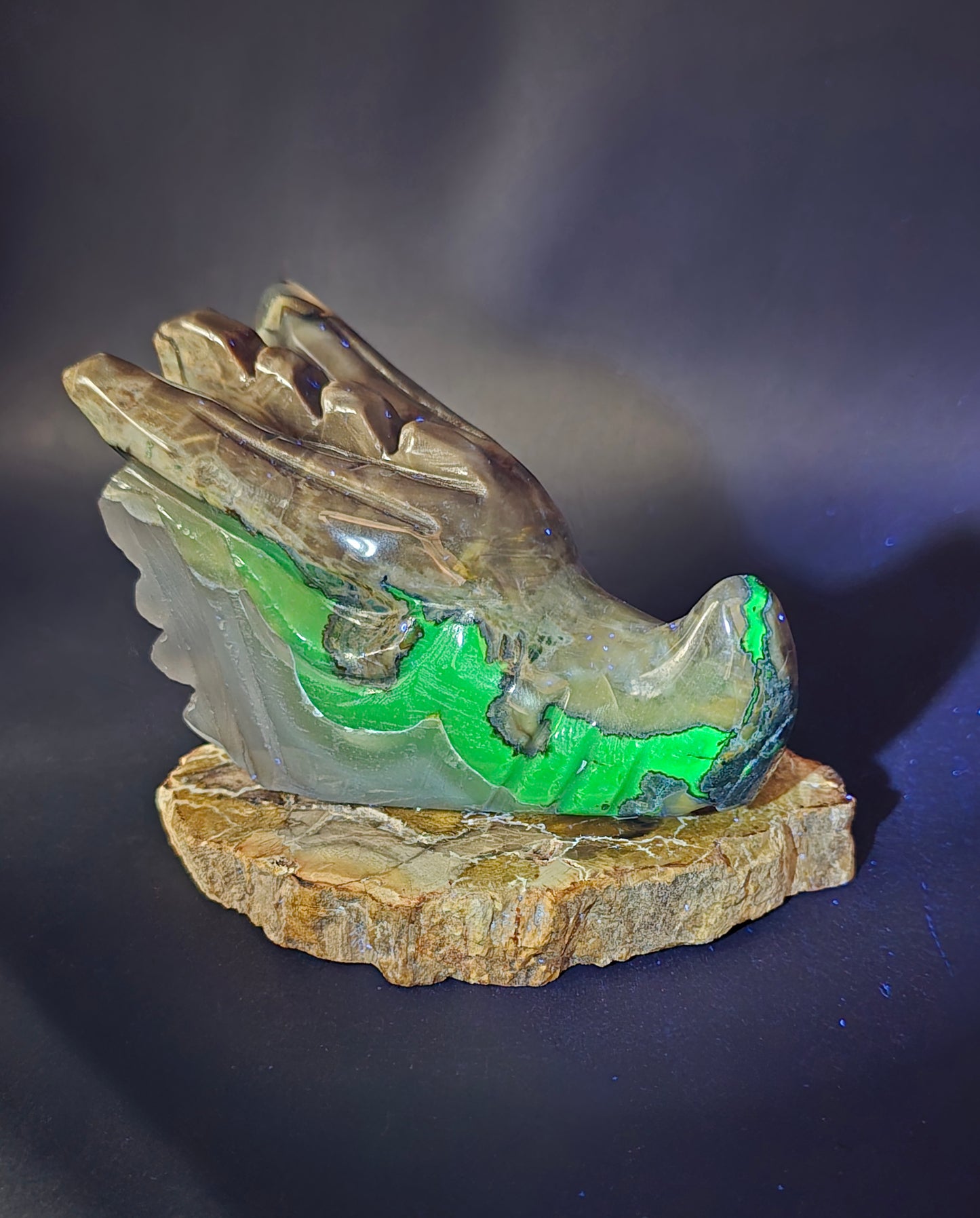 Volcano Agate Dragon Skull Carving