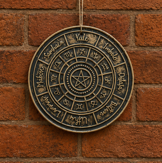 Wheel of the year Terracotta wall plaque