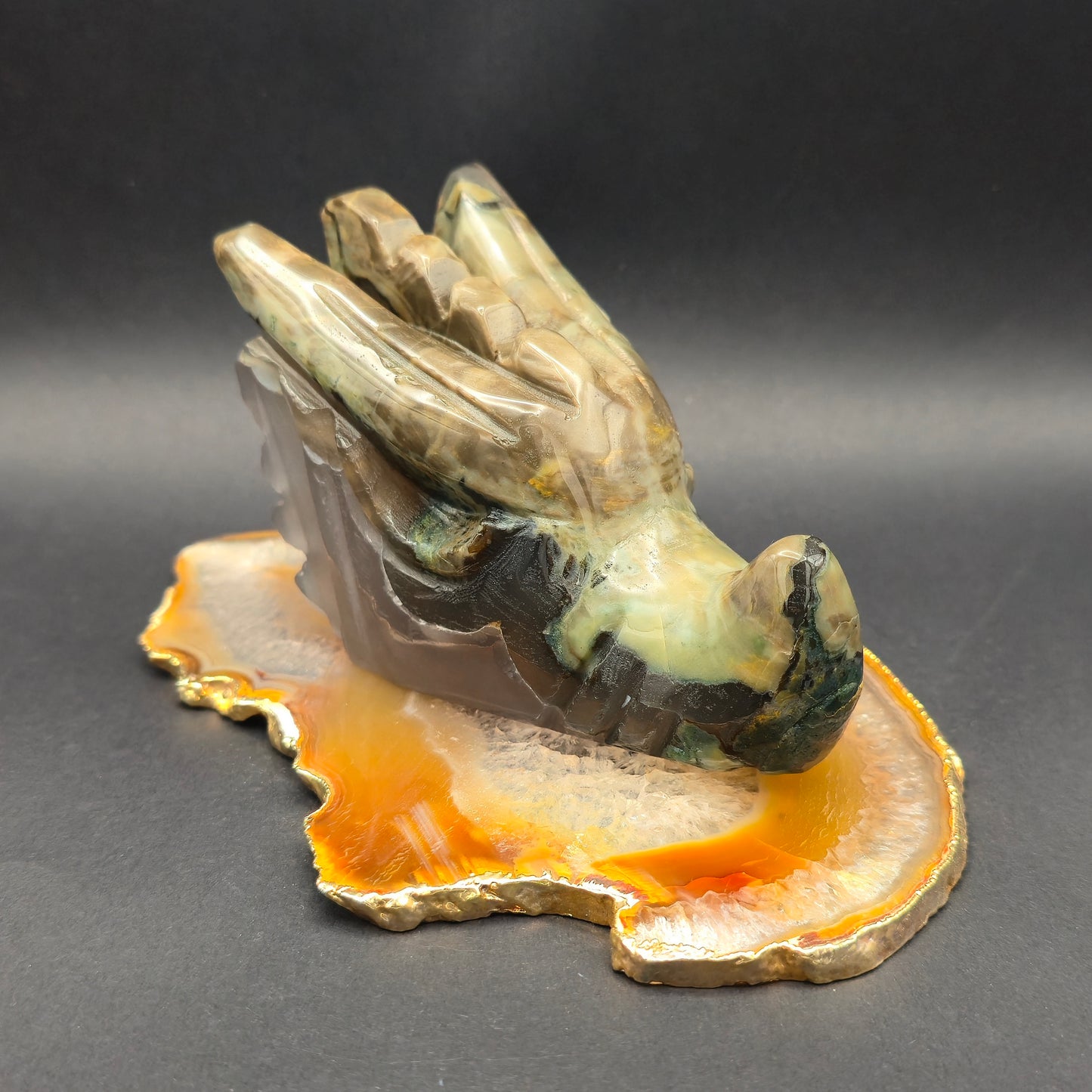 Volcano Agate Dragon Skull Carving