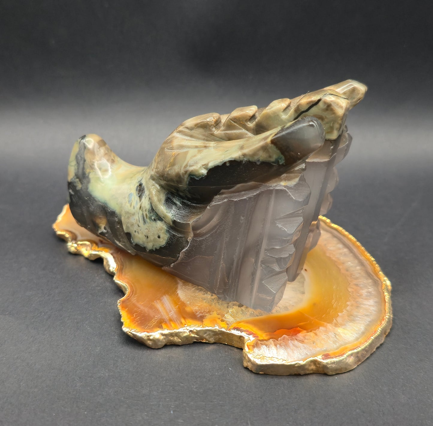 Volcano Agate Dragon Skull Carving