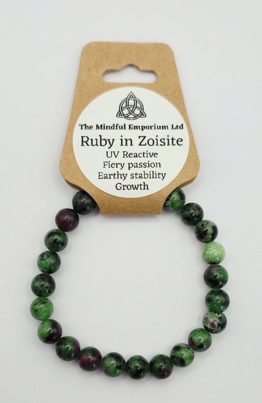 Ruby in Zoisite 8mm Bracelet