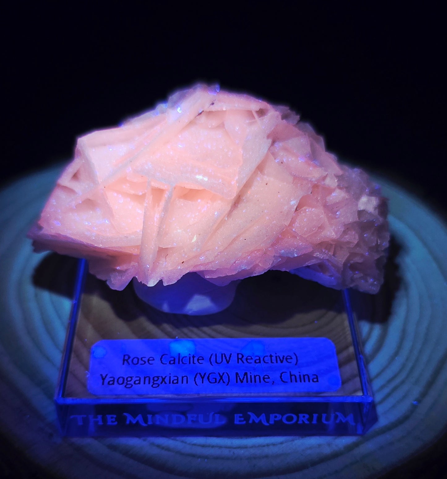 Rose Calcite (UV Reactive) specimen
