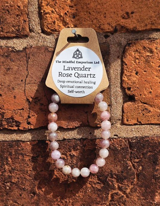 Lavender Rose Quartz 8mm Bracelet