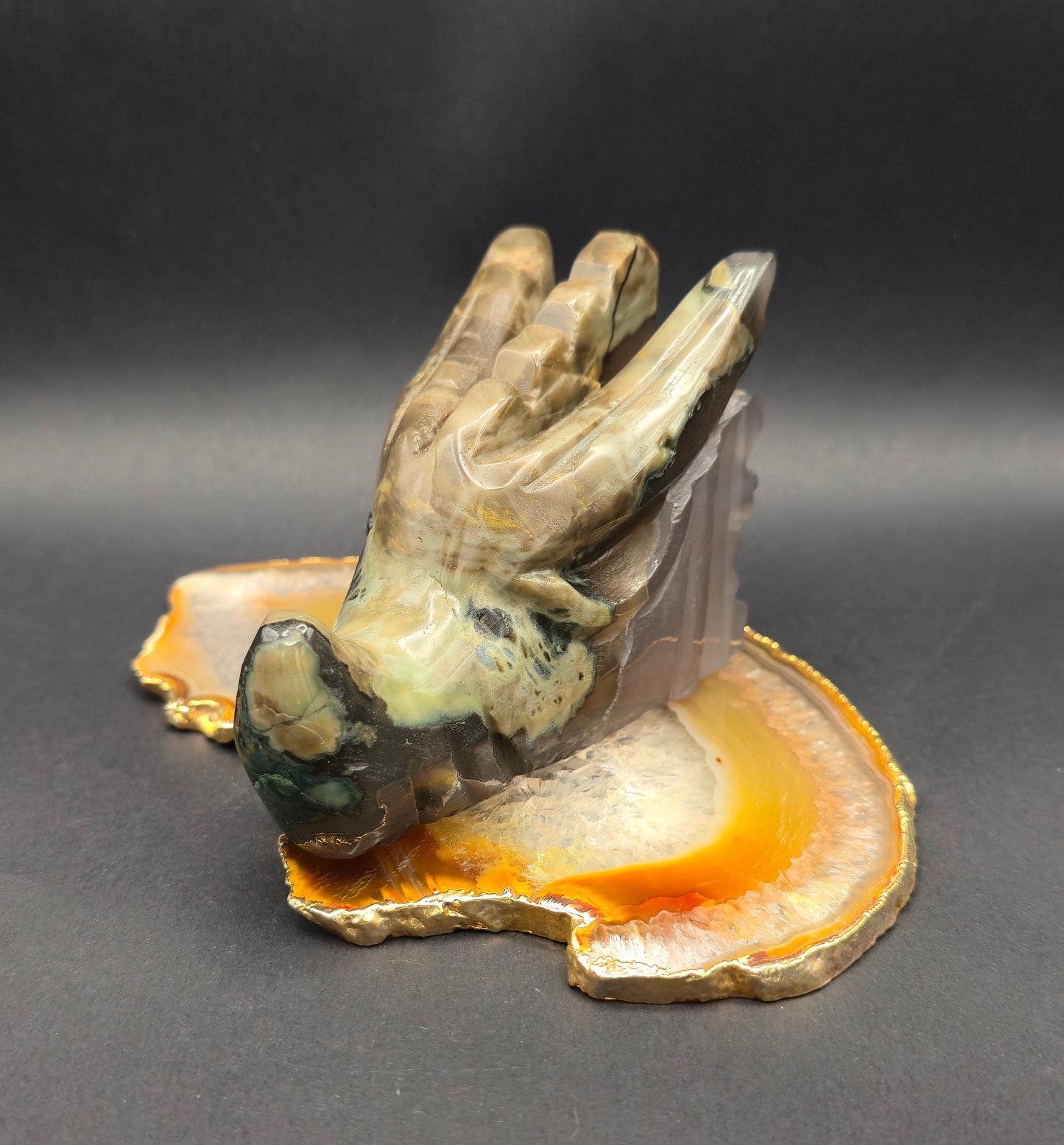 Volcano Agate Dragon Skull Carving