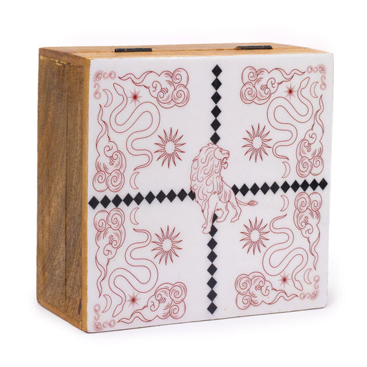 Lion & Snakes Enameled mango wood box