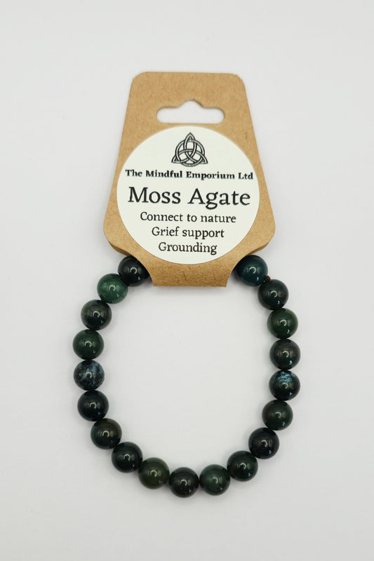 Moss Agate 8mm Bracelet