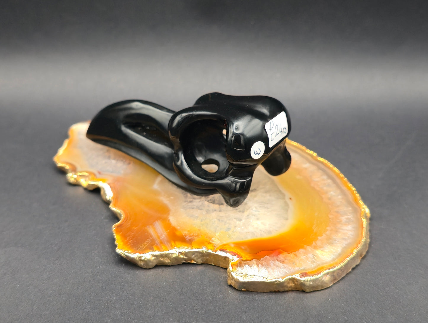 Obsidian Raven Skull Carving