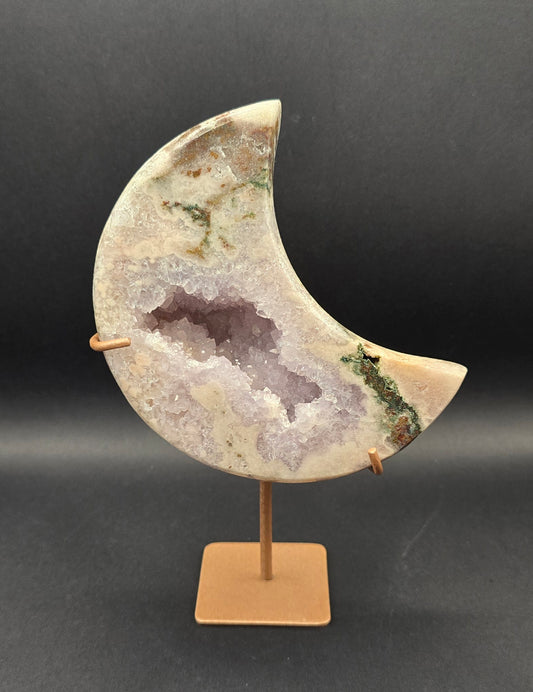 Pink Amethyst Moon on Stand